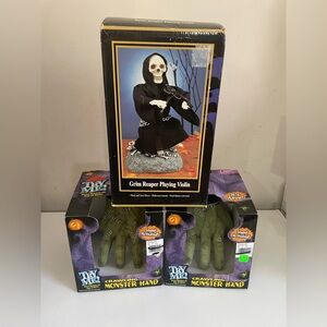 Gemmy Halloween Animated Lot Grim Reaper Monster Crawling Hands New